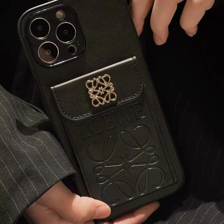 ロエベ スマホケース iphone16/16proカードケース エンボスレザー loewe iphone15pro/14promaxケース ユニセックス おしゃれ